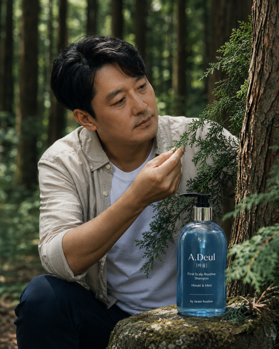 편백 원료를 살피는 모습