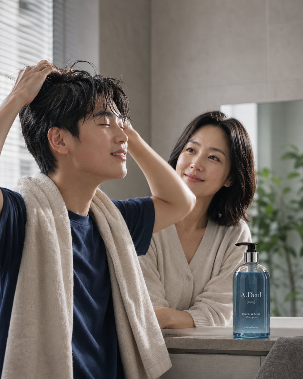 개운해하는 아들과 바라보는 엄마